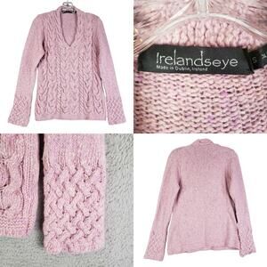 Ireland’s Eye Sweater Women's Cashmere Wool Cable Knit Pink Size Small Pullover